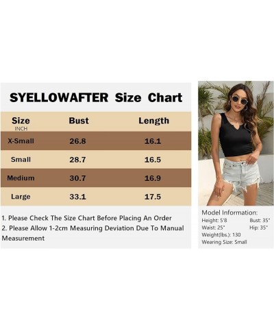 Women Summer Y2K V Neck Crop Tops Basic Short Short Sleeves Sexy Slim Ribbed Sleeveless Workout Tunic 2 Black $9.45 Tanks