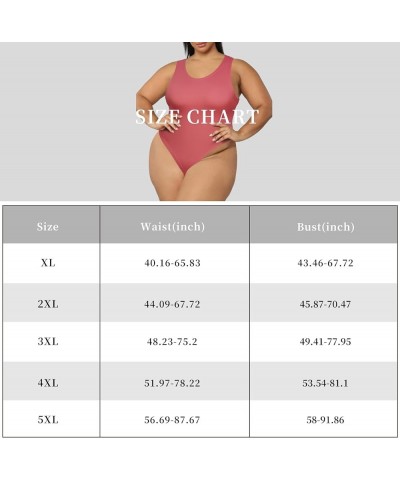 Plus Size Bodysuit for Women, Crew Neck Sleeveless Slick Body Suits Tank Tops Seamless Bodysuits Magenta $7.79 Lingerie