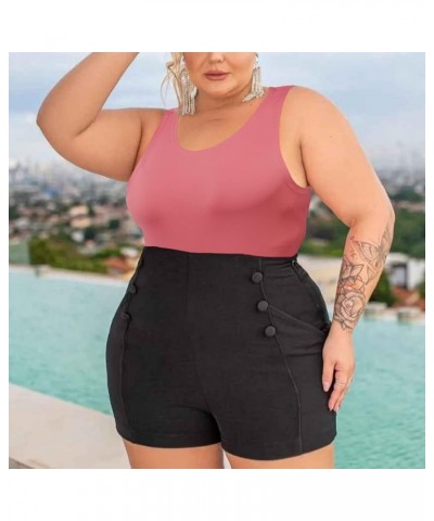 Plus Size Bodysuit for Women, Crew Neck Sleeveless Slick Body Suits Tank Tops Seamless Bodysuits Magenta $7.79 Lingerie