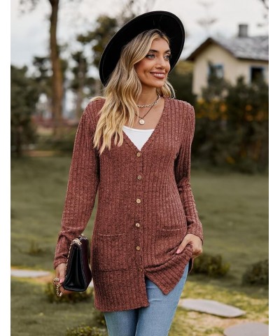 Women 2023 Fall Fashion Cardigan Sweater Lightweight Open Front Knit Casual Long Cardigans Outfits with Pockets Brick Red $10...