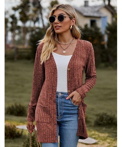 Women 2023 Fall Fashion Cardigan Sweater Lightweight Open Front Knit Casual Long Cardigans Outfits with Pockets Brick Red $10...