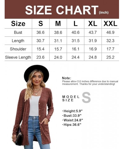 Women 2023 Fall Fashion Cardigan Sweater Lightweight Open Front Knit Casual Long Cardigans Outfits with Pockets Brick Red $10...