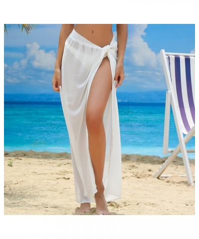 Women Sarong Swimsuit Coverup Chiffon Beach Tie Wrap Skirt Long Bikini Sheer Scarf Bathing Suit White $7.94 Swimsuits