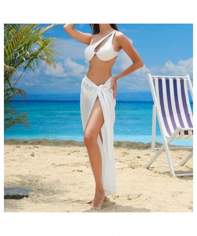 Women Sarong Swimsuit Coverup Chiffon Beach Tie Wrap Skirt Long Bikini Sheer Scarf Bathing Suit White $7.94 Swimsuits