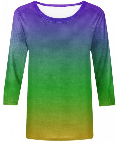 Mardi Gras Outfit for Women Carnival Going Out Tops Trendy 2024 Holiday Graphic Tees 3/4 Length Sleeve Tshirt Shirts 61 Mardi...