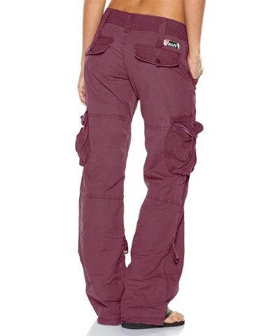 Cargo Pants Women's Tactical Active Loose Multi-Pockets Casual Combat Military Trouser Baggy Plus Size with Pockets 07-red Wi...