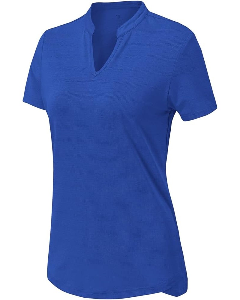 Women's Dry Fit Golf Polo Shirts Short Sleeve V Neck Collarless Athletic Activewear Shirts Yan Blue $15.36 Shirts