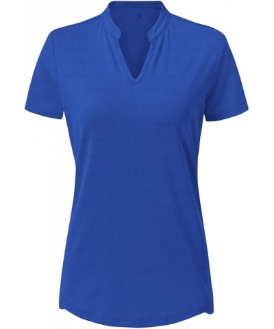 Women's Dry Fit Golf Polo Shirts Short Sleeve V Neck Collarless Athletic Activewear Shirts Yan Blue $15.36 Shirts