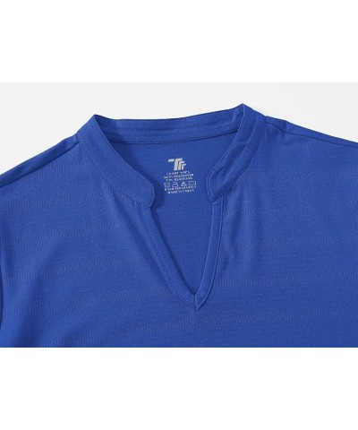 Women's Dry Fit Golf Polo Shirts Short Sleeve V Neck Collarless Athletic Activewear Shirts Yan Blue $15.36 Shirts