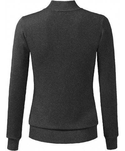 Women's Mock Neck Long Sleeve Solid Basic Soft Stretch Pullover Knit Sweater Jps001_charcoal $15.50 Sweaters