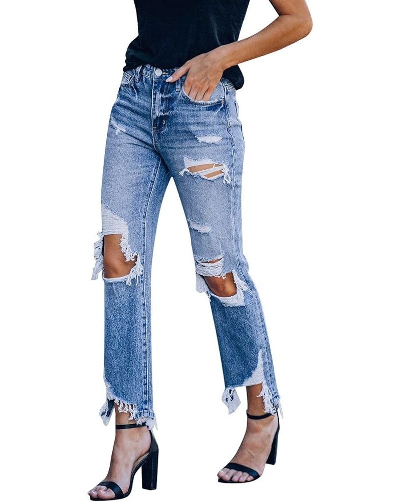 Women Ripped Boyfriend Jeans High Waist Baggy Denim Pants Y2K Distressed Streetwear Vintage Hiphop Dance Trousers K1-a $10.78...