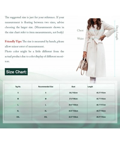 Women's Trench Coat Long Sleeve Lapel Winter Overcoat Mid-Long Belted Slim Outerwear Coat White $16.44 Coats