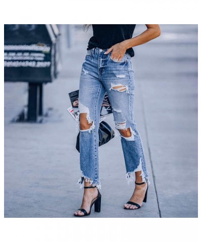 Women Ripped Boyfriend Jeans High Waist Baggy Denim Pants Y2K Distressed Streetwear Vintage Hiphop Dance Trousers K1-a $10.78...