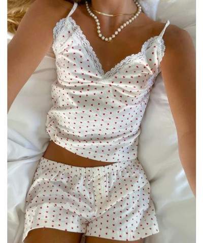 Women Lace 2 Piece Pajamas Set Spaghetti Strap Cami Tops and Mini Shorts Set Matching Lounge Sleepwear Set A1 $8.99 Sleep & L...