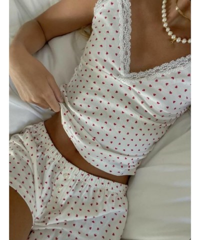 Women Lace 2 Piece Pajamas Set Spaghetti Strap Cami Tops and Mini Shorts Set Matching Lounge Sleepwear Set A1 $8.99 Sleep & L...