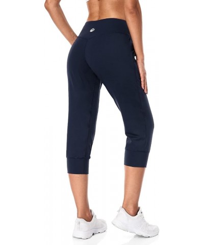 High Waisted Capri Joggers Pants for Women Athletic Cropped Yoga Running Pants with Pockets Navy Blue Medium $13.95 Pants