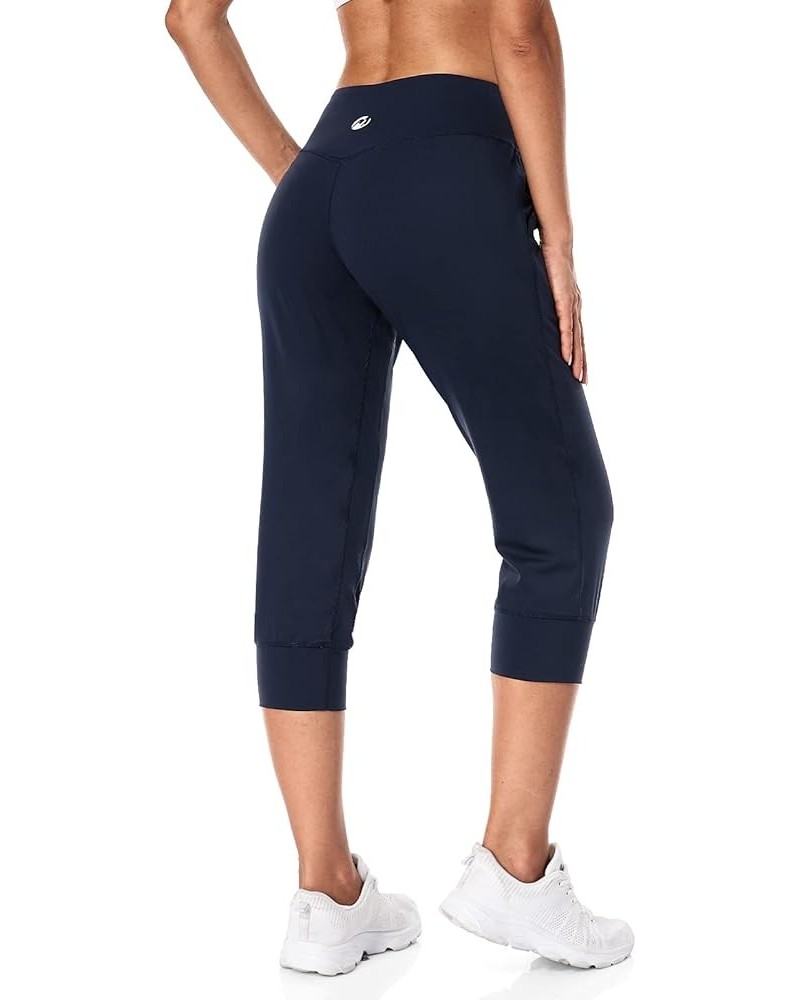 High Waisted Capri Joggers Pants for Women Athletic Cropped Yoga Running Pants with Pockets Navy Blue Medium $13.95 Pants