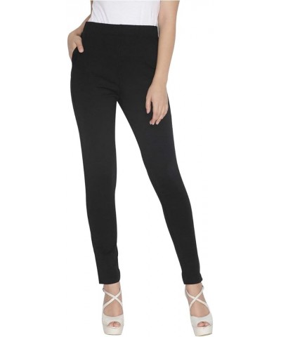 Womens Plain Soft Cotton Stretch Pants High Waist Elastic Closure One Pocket Comfortable Dress Pants Black $10.71 Pants