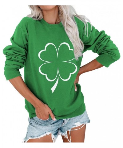 Womens Holiday Lightweight Sweatshirt Funny Long Sleeve Shirt Crewneck Cute Pullover Loose Fit Tops A-green Shamrock $13.33 H...