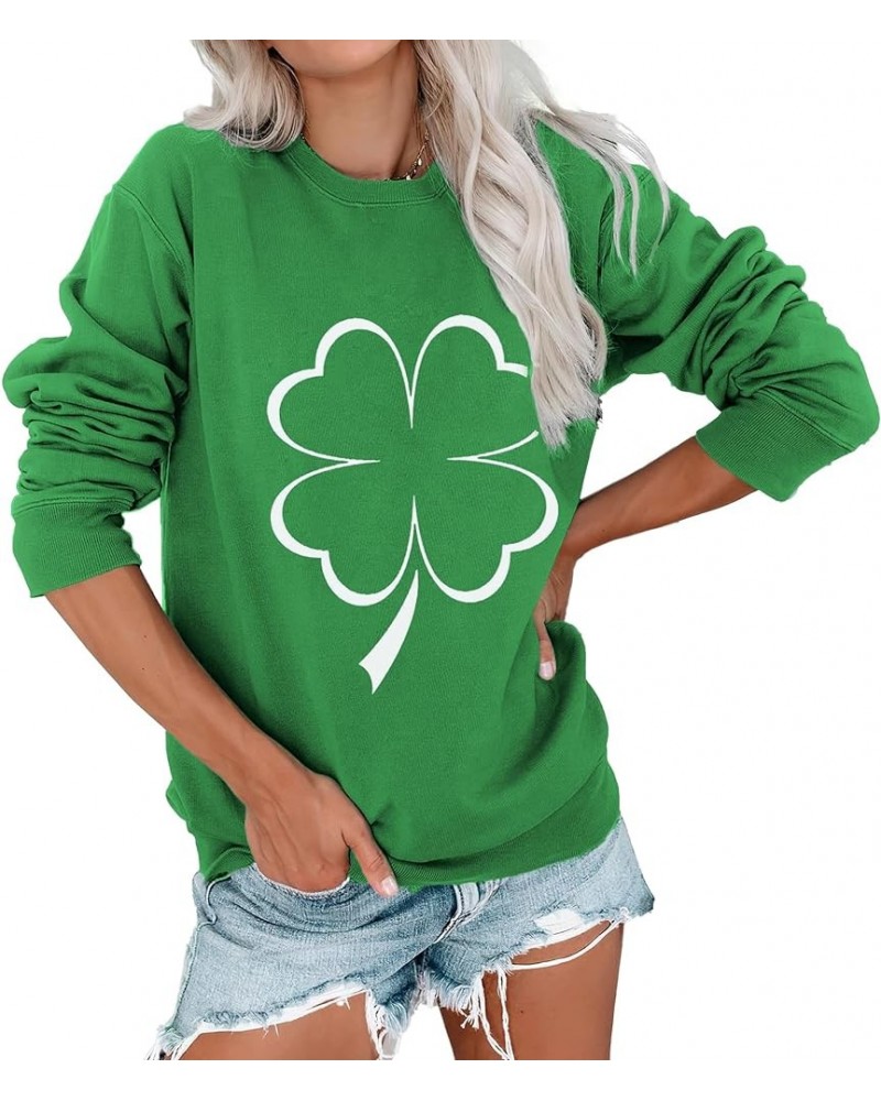 Womens Holiday Lightweight Sweatshirt Funny Long Sleeve Shirt Crewneck Cute Pullover Loose Fit Tops A-green Shamrock $13.33 H...