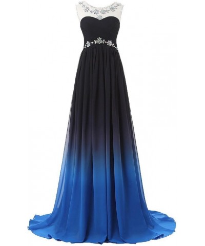 Women's Long Chiffon Gradient Color Prom Dresses 2022 Floor Length A Line Bridesmaid Gosnws Sd363-royal Blue $35.99 Dresses