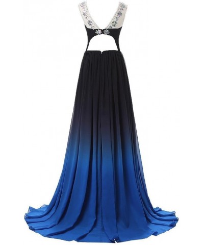 Women's Long Chiffon Gradient Color Prom Dresses 2022 Floor Length A Line Bridesmaid Gosnws Sd363-royal Blue $35.99 Dresses