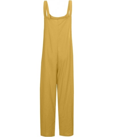 Plus Size Jumpsuits for Women Sleeveless Casual Romper Adjustable Strap Loose Summer Trendy Overalls with Pockets 7 Yellow $1...