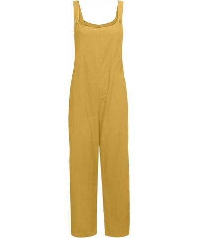 Plus Size Jumpsuits for Women Sleeveless Casual Romper Adjustable Strap Loose Summer Trendy Overalls with Pockets 7 Yellow $1...