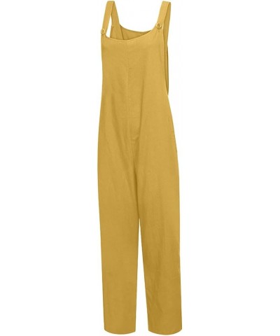 Plus Size Jumpsuits for Women Sleeveless Casual Romper Adjustable Strap Loose Summer Trendy Overalls with Pockets 7 Yellow $1...