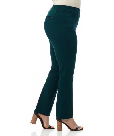 Curvy Woman Ease into Comfort Plus Size Straight Pant w/Tummy Control Hunter Green $24.60 Pants