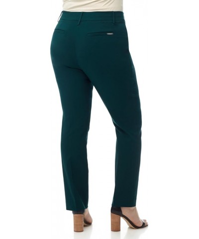 Curvy Woman Ease into Comfort Plus Size Straight Pant w/Tummy Control Hunter Green $24.60 Pants