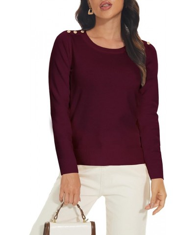 Women's 3/4 Sleeve Crew Neck Pullover Sweaters Lightweight Dressy Casual Trendy Knit Tops Z-burgundy Long Sleeve $17.15 Sweaters