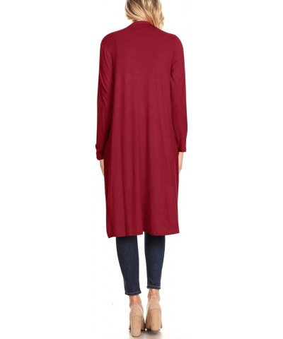 Women's Casual Loose Fit Open Front Side Pockets Solid Soft Lightweight Long Cardigan Hcd00875 Burgundy $15.93 Sweaters