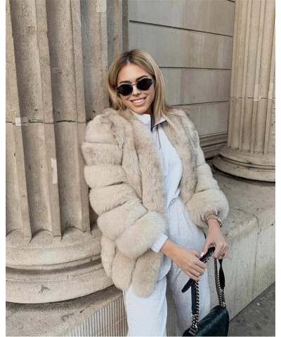 Women's Collar Warm Coat Winter Thickened Long Sleeve Faux Fur Coat 3XL-bust 108cm Gray $64.07 Coats