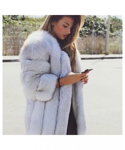 Women's Collar Warm Coat Winter Thickened Long Sleeve Faux Fur Coat 3XL-bust 108cm Gray $64.07 Coats