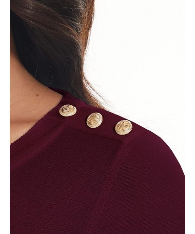 Women's 3/4 Sleeve Crew Neck Pullover Sweaters Lightweight Dressy Casual Trendy Knit Tops Z-burgundy Long Sleeve $17.15 Sweaters