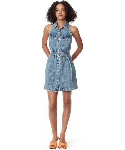 Women's Belted Button Down Mini Denim Dress Kinetic $42.29 Dresses