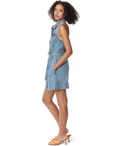 Women's Belted Button Down Mini Denim Dress Kinetic $42.29 Dresses