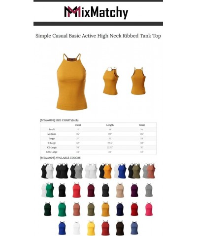 Women's Simple Casual Basic Active High Neck Ribbed Tank Top 2pack - Black/Military $10.32 Tanks