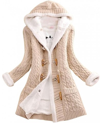 Womens Hooded Cardigans Button Up Cable Knit Sweater Coat Outerwear with Pockets Color&04 $21.07 Sweaters