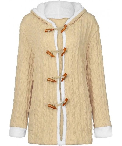 Womens Hooded Cardigans Button Up Cable Knit Sweater Coat Outerwear with Pockets Color&04 $21.07 Sweaters