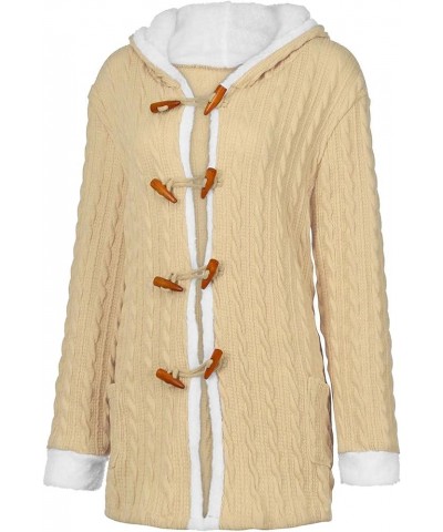 Womens Hooded Cardigans Button Up Cable Knit Sweater Coat Outerwear with Pockets Color&04 $21.07 Sweaters