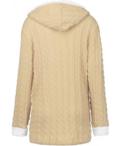 Womens Hooded Cardigans Button Up Cable Knit Sweater Coat Outerwear with Pockets Color&04 $21.07 Sweaters