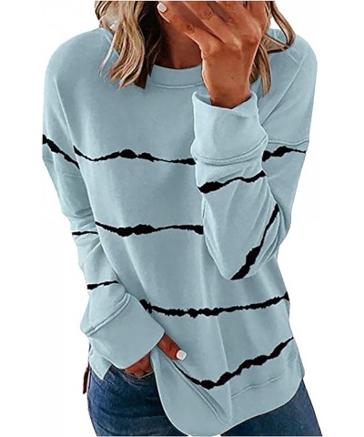 Long Sleeve T Shirt 1/4 Zip Strape Tops Blouses for Women Business Casual Fall Tunics E-sky Blue $7.34 Tops