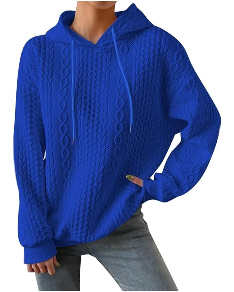 Waffle Hoodie Women Solid Color Casual Drawstring Pullover Sweatshirts Basic Sweatshirt with Pockets Fall Hooded 2023 15blue ...