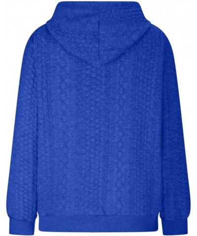 Waffle Hoodie Women Solid Color Casual Drawstring Pullover Sweatshirts Basic Sweatshirt with Pockets Fall Hooded 2023 15blue ...