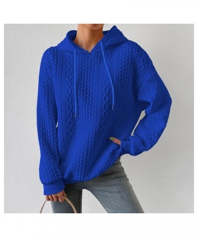 Waffle Hoodie Women Solid Color Casual Drawstring Pullover Sweatshirts Basic Sweatshirt with Pockets Fall Hooded 2023 15blue ...