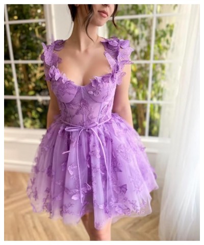 3D Butterflies Tulle Homecoming Dress Laces Applique Short Prom Dress Sweetheart Cocktail Party Gowns Olive $28.04 Dresses