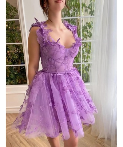 3D Butterflies Tulle Homecoming Dress Laces Applique Short Prom Dress Sweetheart Cocktail Party Gowns Olive $28.04 Dresses