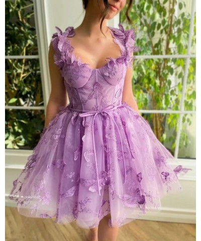 3D Butterflies Tulle Homecoming Dress Laces Applique Short Prom Dress Sweetheart Cocktail Party Gowns Olive $28.04 Dresses